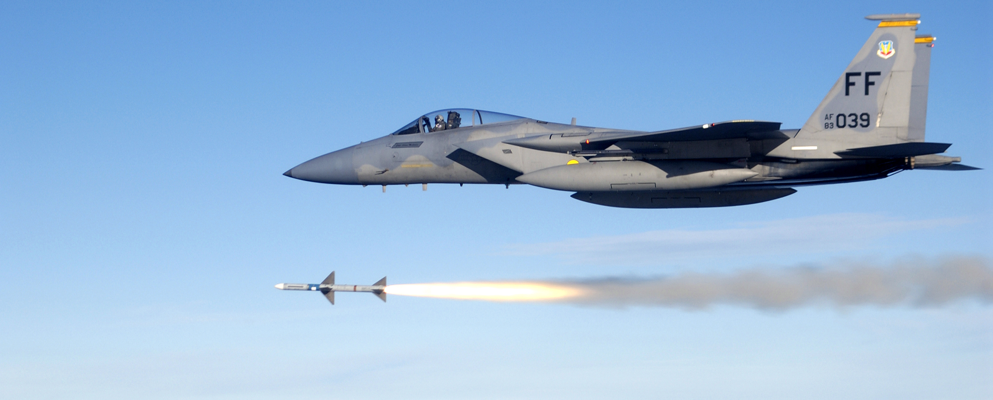 F-15 Eagle firing and air to air missile